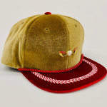 Gold Red and White Vleour Golf Hat front