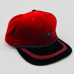 Red and Black Velour Adjustable Golf Hat front
